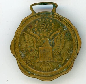 WATCH FOB ORIGINAL PERIOD EAGLE AND 13 STARS GENUINE BRONZE - Picture 1 of 2