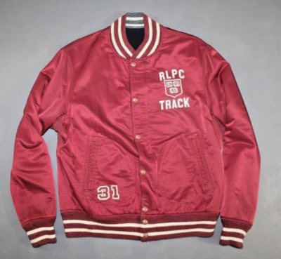 Jaqueta POLO Ralph Lauren reversível Varsity Track Team P-Wing cetim lã grande - Imagem 1 de 4