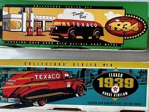Vintage Texaco 1934 "DOODLE BUG" Tanker & 1939 Dodge Airflow Replicas Bank w/Key - Picture 1 of 12