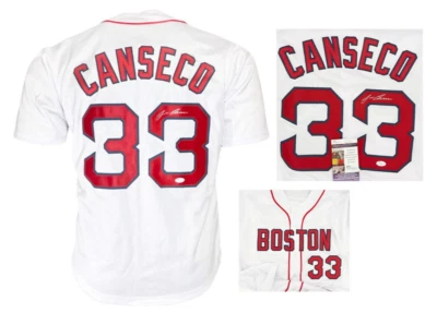 Jose Canseco Autographed Boston White Baseball Jersey JSA Certified Size XL - Image 1 of 4
