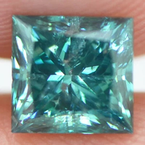 Princess Cut Diamond Fancy Blue Color SI3 Natural Enhanced Certified 0.97 Carat - Picture 1 of 9