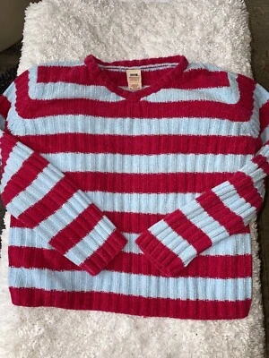 Faded Glory Girls talla Suéter cuello en V azul y rosa 14/16. Suave, adorable  Foto 1 de 4