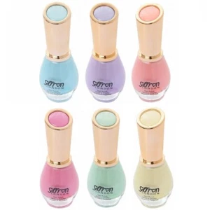 Saffron Pastel Nail Varnish Polish Set Pink Lilac Coral Yellow Mint Baby Blue - Picture 1 of 8