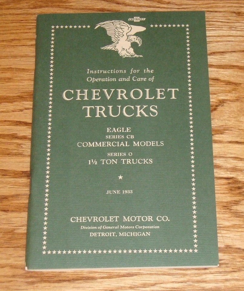 1933 Chevrolet Truck Eagle Series CB & O O Owners Operators Manual 33 Chevy - Imagem 1 de 1