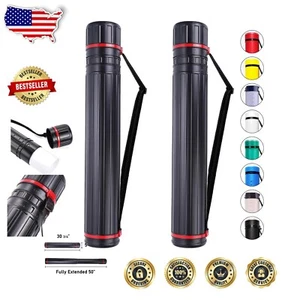 XX-Large Extendable Black Poster Tubes - 30.5” to 50” with Carrying Options - Picture 1 of 8