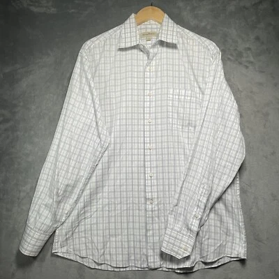 Tommy Bahama Shirt Men’s 16 34/35 Blue White Checkered Plaid Long Sleeve Dress - Image 1 of 4