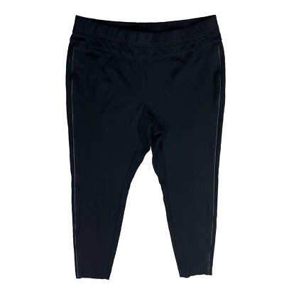 J Jill Ponte Leggings Pantalones Talla Grande Pequeño Cuero Negro Sólido Borde N4 Foto 1 de 4