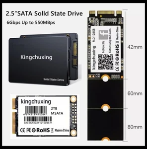 Kingchuxing 2TB 1TB 2.5''SATA III mSATA M.2 2280 NGFF Solid Hard State Drive SSD - Afbeelding 1 van 37