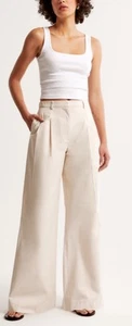 Abercrombie & Fitch Utility Sloane Wide Leg Hose Tailored Leinenmischung 28 NEU - Bild 1 von 12