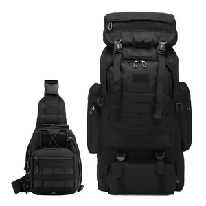 80L 2-pack Hiking Backpack for Men with Sling Tactical Backpack - Rucksack Mo... - Picture 1 of 7