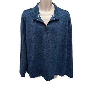 Van Heusen Mens XXL Blue Heather 1/4 Zip Jacket Long Sleeve Pullover - Picture 1 of 4