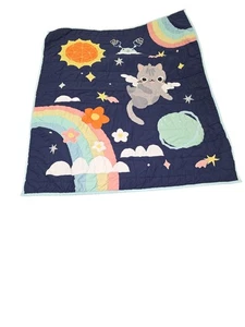 The Land of Nod Navy Baby Crib Quilt Dreaming Of Space - Picture 1 of 7