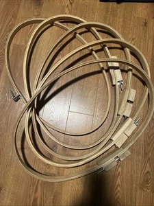 Vintage Large Oval Wooden Needlepoint Hoop Quilting Embroidery 18" x27" Set Of 5 - Picture 1 of 3