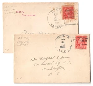 USS SAPELO (AO-11) Oiler 1926-31 MERRY CHRISTMAS, GUANTANAMO, PORT ARTHUR Covers - Picture 1 of 1