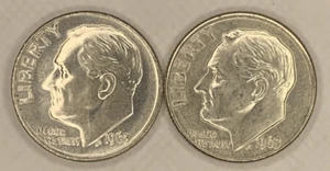 1963 P&D Roosevelt Dime (BU) ~ Year Set ~ 90% Silver ~ 2 U.S. Coins ~ D3056 - Picture 1 of 2