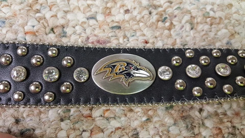 Baltimore Ravens Leather Belt Rhinestone Fancy Style Glitz Bling S M L XL XXL Cover