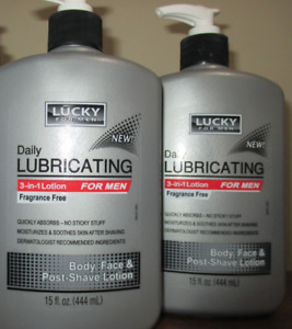 2x Lucky for men 3-In-1 Lotion Fragrance Free 15 oz compares to Lubriderm