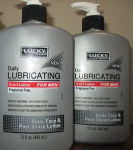 2x Lucky for men 3-In-1 Lotion Fragrance Free 15 oz compares to Lubriderm - Picture 1 of 1
