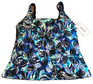 Swimsuits For ALL Sz 10 Tankini Swim Top Flowy w/ Padded Bra NEW NWT Blue Purple - Picture 1 of 4