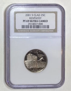 2001 S Clad 25C Kentucky Quarter NGC PF 69 Ultra Cameo - Picture 1 of 2