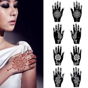 India Henna Temporary Tattoo Stencils Kit for Hand Arm Leg Feet Body Art Decal - Picture 1 of 18