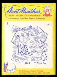 MAGLIETTA DIVERTENTE MAI USATA Zia Martha's Hot Iron Transfers 3785 disegni retrò - Foto 1 di 1