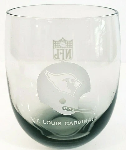 Vintage NFL St Louis Cardinals Smokey Grey High Ball Glass 12 Oz Set of 2 Cover