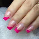 Yellow Pink French Fake Nials Leaf Nail Tips Fashion Press on Nails  DIY