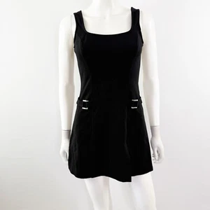 Vintage Bebe Black Sleeveless Jumper Dress Size 4 Square Neck Casual Preppy Y2K - Picture 1 of 9