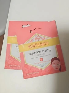 2 Pack Burt's Bees Rejuvenating Eye Masks Rosehip & Jojoba Oil 1 ct ea Lot of 2 - Picture 1 of 1