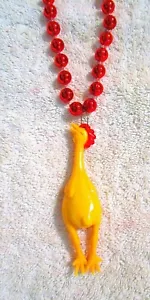 COOL "PLUCKED RUBBER CHICKEN" MARDI GRAS NECKLACE BEAD SVENGOOLIE (B108) - Picture 1 of 6