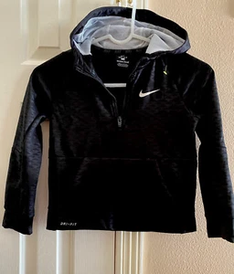 Nike Dri-Fit Jacket Boys 7/L Black Half Zip Hoodie Activewear Pre Owned - Picture 1 of 10