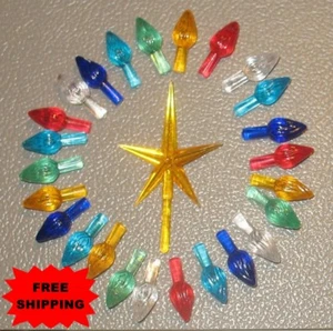 25 bombillas de cerámica para árbol de Navidad medianas/grandes estrella amarilla *envío gratuito* - Imagen 1 de 3