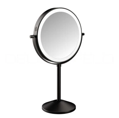 DEUSENFELD SL7BA Akku LED Doppel Stand Kosmetikspiegel 7-fach +Normal, SCHWARZ - Bild 1 von 4