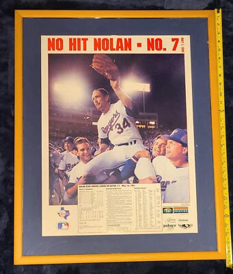 Nolan Ryan Poster "NO HIT NOLAN - NO. 7" Texas Rangers Framed 22X28 Dated 1991 - Image 1 of 4