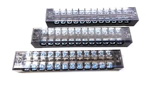3 BBT 15 amp 600 volt 12 Position Terminal Blocks w/Clear Safety Covers - Picture 1 of 3
