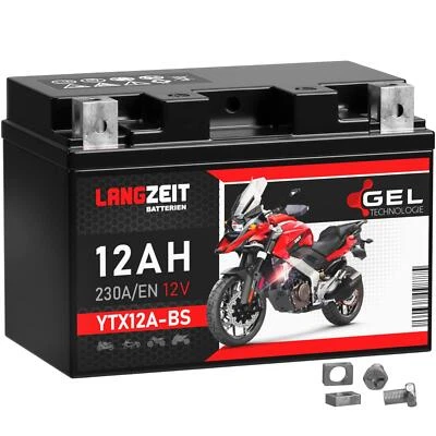 Langzeit YTX12A-BS Motorradbatterie GEL 12V 12Ah Batterie 51013 YT12A-BS YTZ12S - Bild 1 von 4