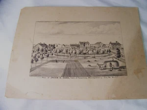 c1880 ANTIQUE JACOB COOK RESIDENCE LTHO PRINT PALATINE MONTGOMERY NY - Picture 1 of 2