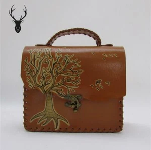 Handmade Leather Brown Crossbody Bag Purse with Long Strap - Picture 1 of 5