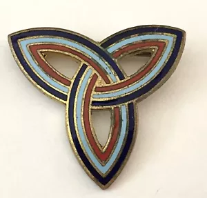 Vintage Lovely Enamelled Celtic Trinity Knot Brooch Great Britain Ski Club Badge - Picture 1 of 7