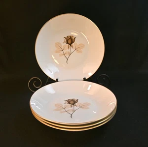 Rosenthal Coupe Soup Bowls 8 7/8" Set 4 Shadow Rose Brown Black w/Gold 1954-1989 - Picture 1 of 19