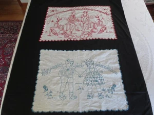 2 Hand Embroidered HUNGARIAN PILLOW TOPPERS or COVERS - approx. 28-1/2" x 20" - Picture 1 of 11