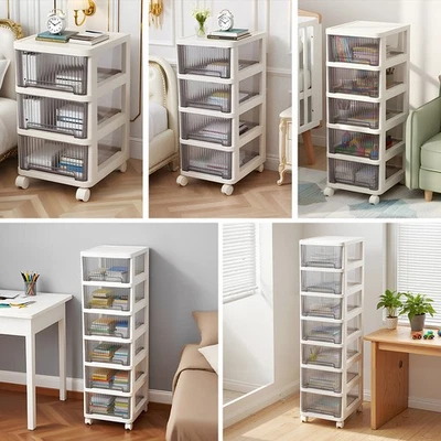 LIFELOOK 3/4/5/6/7 Tier Tall Storage Cabinet Movable Wheels Storage Container Stationery