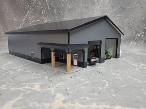 1/64 Custom scratch built 60x80 building W/Porch Black & DarkGray 2Door W/Floor - Picture 1 of 10