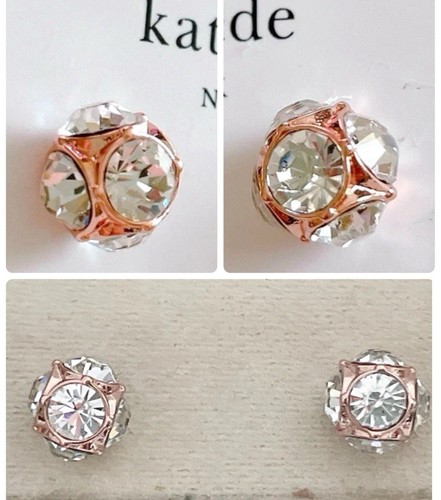 Orecchini a perno Kate Spade Lady marmellata sfera cristallo chiaro in rosa dio nuovi con etichette $59