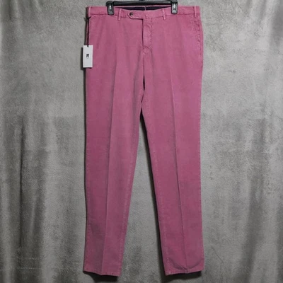 PT Torino Pantalones de Pana Para Hombres 54 Rosa Calce Ajustado Elastizado Chino Informal Pantalones Foto 1 de 4