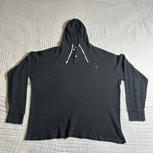 Polo Ralph Lauren 2XL Pullover Térmico Alto Negro Ligero Tejido Waffle Sudadera con Capucha - Imagen 1 de 12