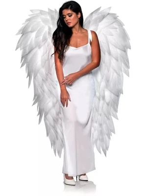 Adult's Full Length White Angel Wings Costume Accessory - Image 1 of 2