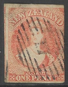 NEW ZEALAND 1858 1d dull orange no watemark imperf, used. SG 8. Cat.£800. - Picture 1 of 2