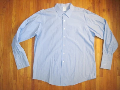 Nueva Camisa de Vestir Brooks Brothers Calce Ajustado Azul Micro Cuadros Puño Francés 2XL-18-36 Foto 1 de 4